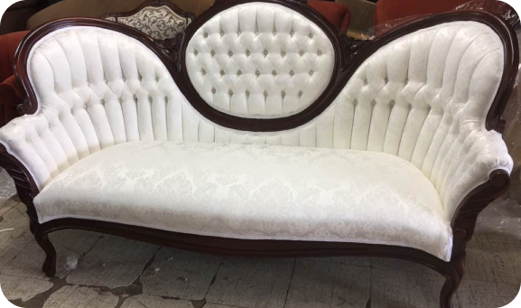 Upholstery after photo of classic reupholstered sofa